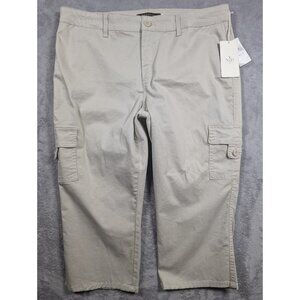 NYDJ Pants Womens Size 16P Beige Chino Capri Mid Rise Comfort Waist Pockets
